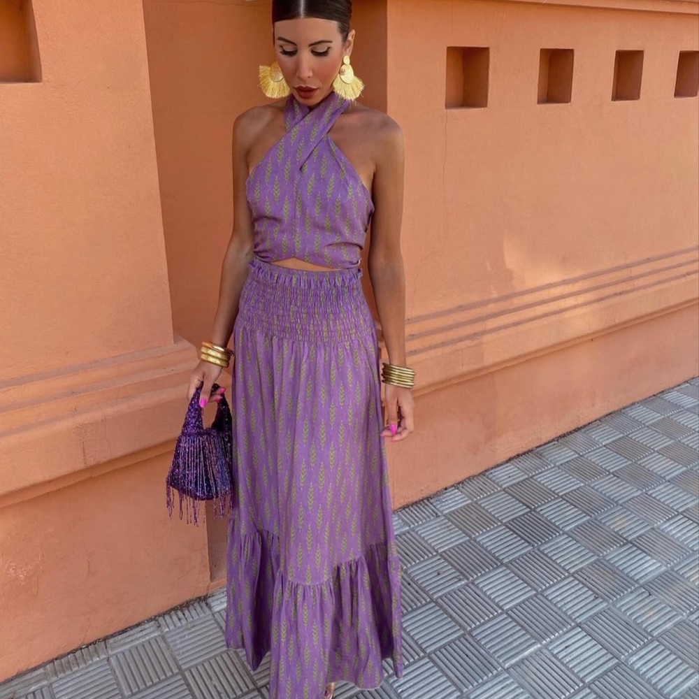 Chic Purple Maxi Skirt and Top